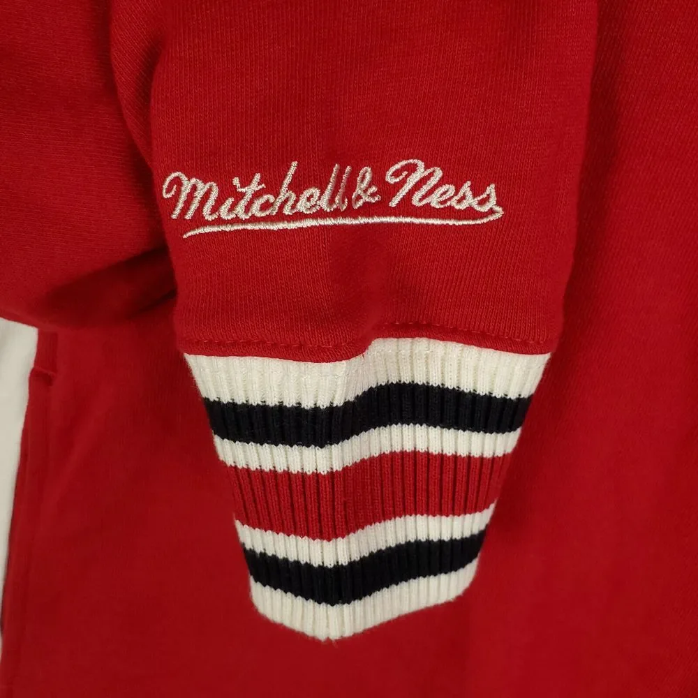 Chicago Bulls Mitchell & Ness NBA‎ L Large Hoodie Chenille Stitch Logos Red NWT